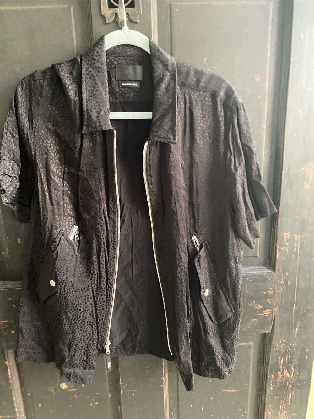 RtA Black Textured Lightweight Zip Jacket